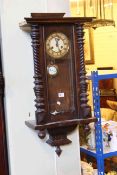 Victorian mahogany wall clock with enamel dial