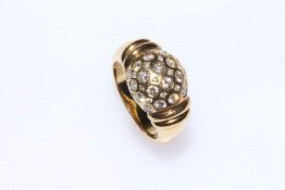 18 carat gold and diamond bombe ring,