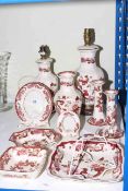 Collection of Mason Mandalay red china including table lamps