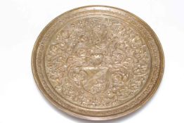 Relief bronze plaque with armorial