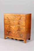 AN EARLY 19TH CENTURY MAHOGANY CHEST OF DRAWERS,
