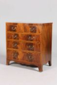 A GEORGE III STYLE MAHOGANY AND INLAID CHEST OF DRAWERS,