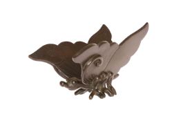 A BRONZE MODEL OF A BUTTERFLY, POSSIBLY JAPANESE, early 20th century, with wings outstretched.