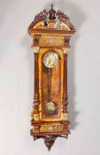 GUSTAV BECKER A FINE QUALITY LATE 19TH CENTURY BRASS MOUNTED AND YEW WOOD VIENNA WALL CLOCK,