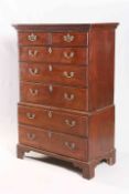 A GEORGE III MAHOGANY CHEST ON CHEST, OF SMALL PROPORTIONS,