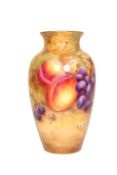 A ROYAL WORCESTER FRUIT PAINTED PORCELAIN VASE, PAINTED BY HORACE PRICE,