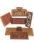 A COLLECTION OF CHINESE CARVED WOODEN PANELS.