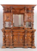 A LARGE VICTORIAN CARVED OAK SIDEBOARD, IN FLEMISH 17TH CENTURY STYLE,