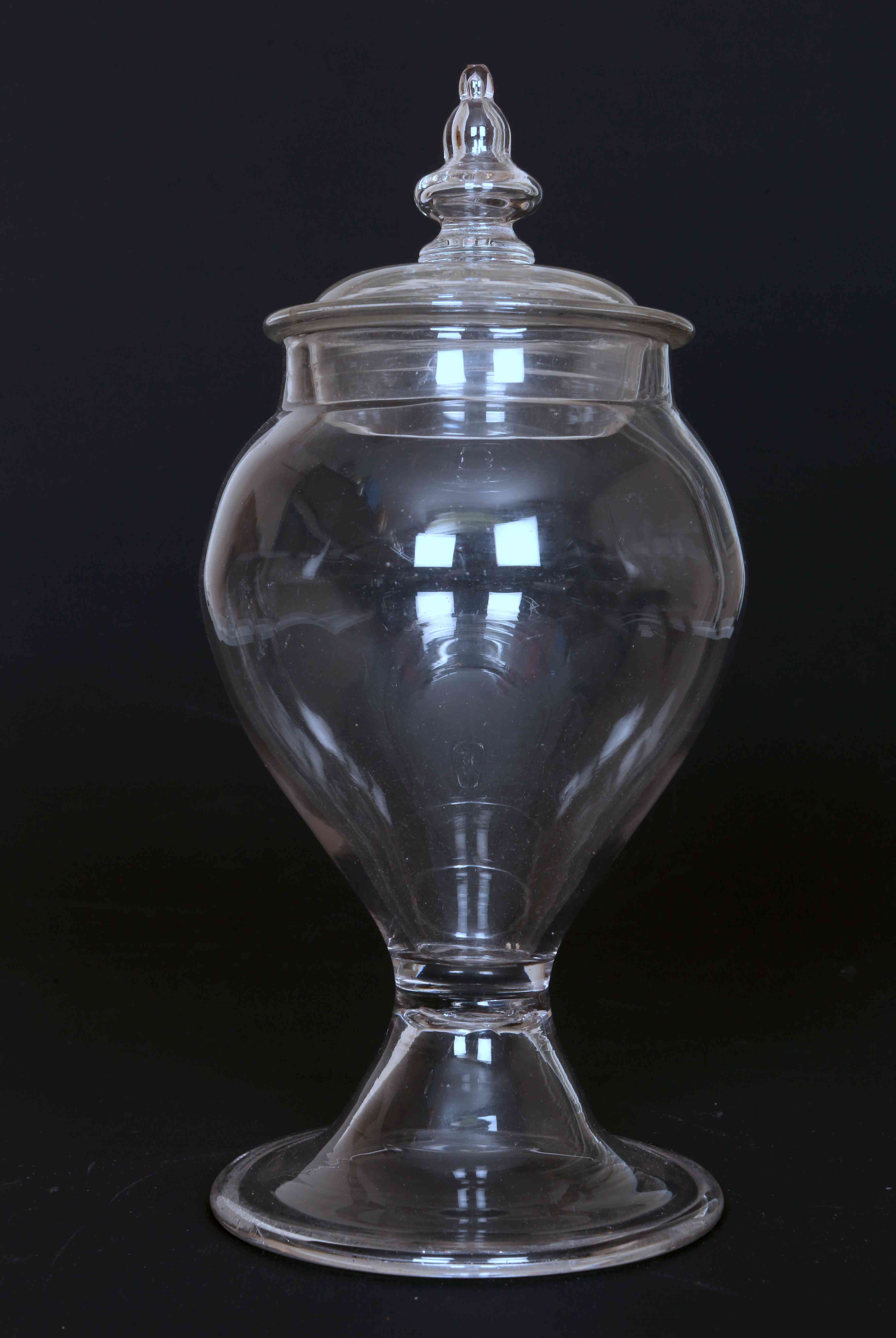 A GLASS COVERED JAR, LATE 18th/EARLY 19th CENTURY,