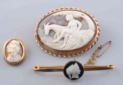A COLLECTION OF THREE VICTORIAN CAMEO BROOCHES,