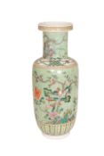 A LARGE CHINESE ROULEAU VASE, late 19th Century/early 20th Century,