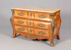 A LOUIS XV MARBLE TOPPED BOMBE COMMODE,