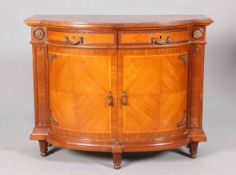 A LATE 19TH CENTURY SATINWOOD AND MAHOGANY SIDE CABINET,