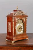 A CONTINENTAL GILT-METAL MOUNTED WALNUT BRACKET CLOCK, LATE 19TH CENTURY, with two-train movement,