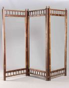 A VICTORIAN AESTHETIC ROOM DIVIDER IN THE MANNER OF GILLOWS, three flaps.