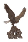 A JAPANESE BRONZE MODEL OF AN EAGLE IN FLIGHT, MEIJI PERIOD,