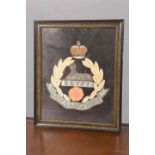 AN EMBROIDERED TRAPUNTO FOR THE EAST LANCASHIRE REGIMENT, with Egypt tablet below a sphinx,