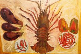 STEWART RICHMOND BLACK (SCOTTISH, BORN 1938), LOBSTER AND VEGETABLES, signed and dated 63,