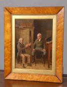 W*** BAKER, "PLOT BETWEEN GRIDE AND NICKLEBY", signed, oil on board, framed. 40cm by 29.