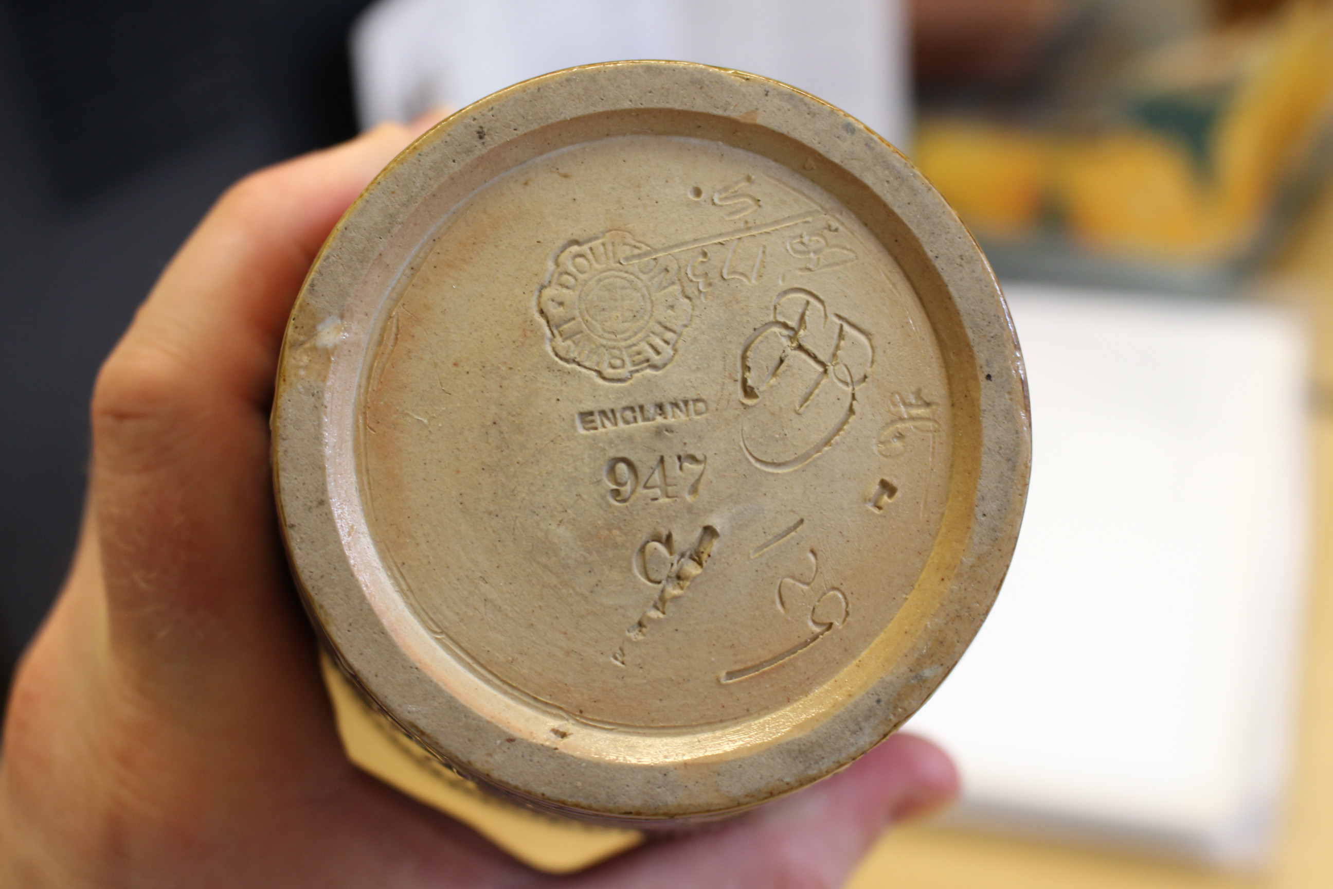 HANNAH BARLOW A DOULTON LAMBETH VASE, sgraffito decorated with cattle, impressed and incised marks. - Image 2 of 8