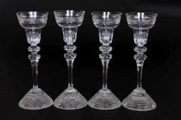 A SET OF FOUR MEISSEN CUT-GLASS CANDLEHOLDERS, 20th CENTURY,