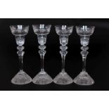 A SET OF FOUR MEISSEN CUT-GLASS CANDLEHOLDERS, 20th CENTURY,