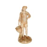 A ROYAL WORCESTER BLUSH IVORY FIGURE OF THE FRENCH FISHERMAN, modelled by James Hadley,