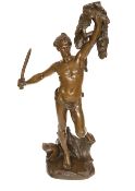 AFTER ALFRED DESIRE LANSON (FRENCH, 1851-1898), JASON AND THE GOLDEN FLEECE, a large bronze figure,