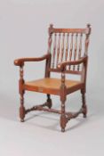AN INTERESTING CHAIR MADE FROM TEAKWOOD, taken from old battleships, broken up by Hughes,
