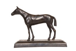 A PATINATED BRONZE MODEL OF A SADDLED MARE, c.
