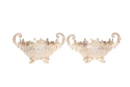 A PAIR OF VICTORIAN SILVER TWO-HANDLED BOWLS, Mappin & Webb, Sheffield 1899, embossed with foliage.