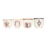 FOUR CHINESE ARMORIAL PORCELAIN COFFEE CANS, QIANLONG PERIOD,