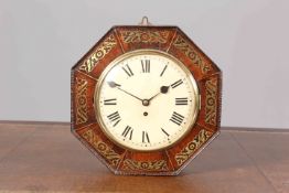 A REGENCY BRASS INLAID ROSEWOOD SINGLE FUSEE WALL CLOCK,