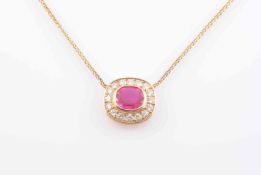 A RUBY AND DIAMOND PENDANT,