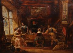 ENGLISH SCHOOL (19TH CENTURY), FIGURES IN AN INTERIOR, oil on canvas,