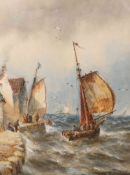 THOMAS BUSH HARDY (1842-1897), SAILING BOATS IN SQUALLY SEA, signed and dated lower right,