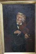CENTRAL EUROPEAN SCHOOL, c. 1900, STUDY OF A VIOLINIST, oil on canvas, in a gilt-composition frame.