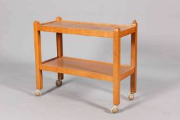 ROBERT THOMPSON OF KILBURN A MOUSEMAN OAK TEA TROLLEY, two tiers, carved mouse signature,