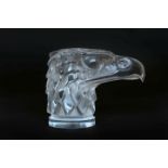 A LALIQUE GLASS TETE D'AIGLE (EAGLE), CAR MASCOT, in clear and frosted glass, moulded "R.