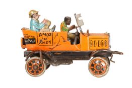 A MARX AMOS 'N' ANDY FRESH AIR TAXI CAB TOY, CIRCA 1930'S, tin, litho, clockwork. 20.