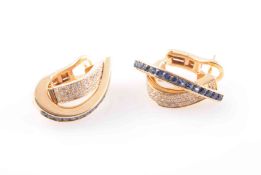 A PAIR OF SAPPHIRE AND DIAMOND EARRINGS,