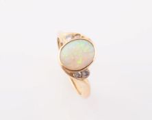 AN OPAL AND DIAMOND RING,