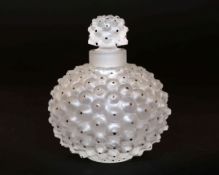 A LALIQUE GLASS CACTUS PATTERN SCENT BOTTLE AND POWDER JAR, in frosted glass,