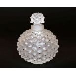 A LALIQUE GLASS CACTUS PATTERN SCENT BOTTLE AND POWDER JAR, in frosted glass,