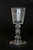 A LARGE CONTINENTAL GOLFING TROPHY GLASS GOBLET, c.