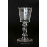 A LARGE CONTINENTAL GOLFING TROPHY GLASS GOBLET, c.