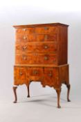 AN EARLY 18TH CENTURY WALNUT CHEST ON STAND,