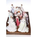 Six Royal Worcester 'Splendour at Court' figures,