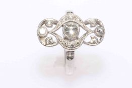18 carat white gold diamond Deco style cluster ring,