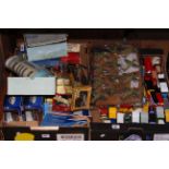 Two boxes of model vehicles, aircraft,